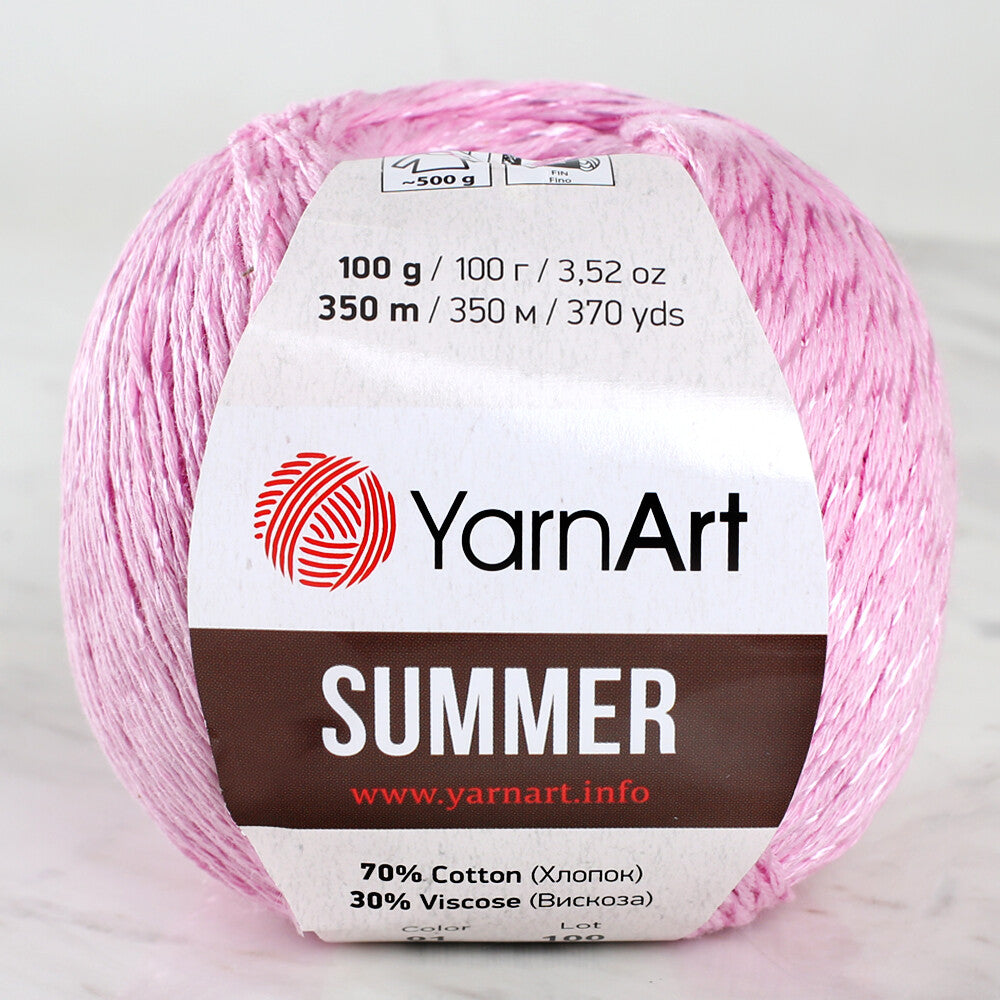 Yarnart Summer Pembe 01 el örgü ipiyle yazlık projelerinize ferahlık ve canlılık katın.