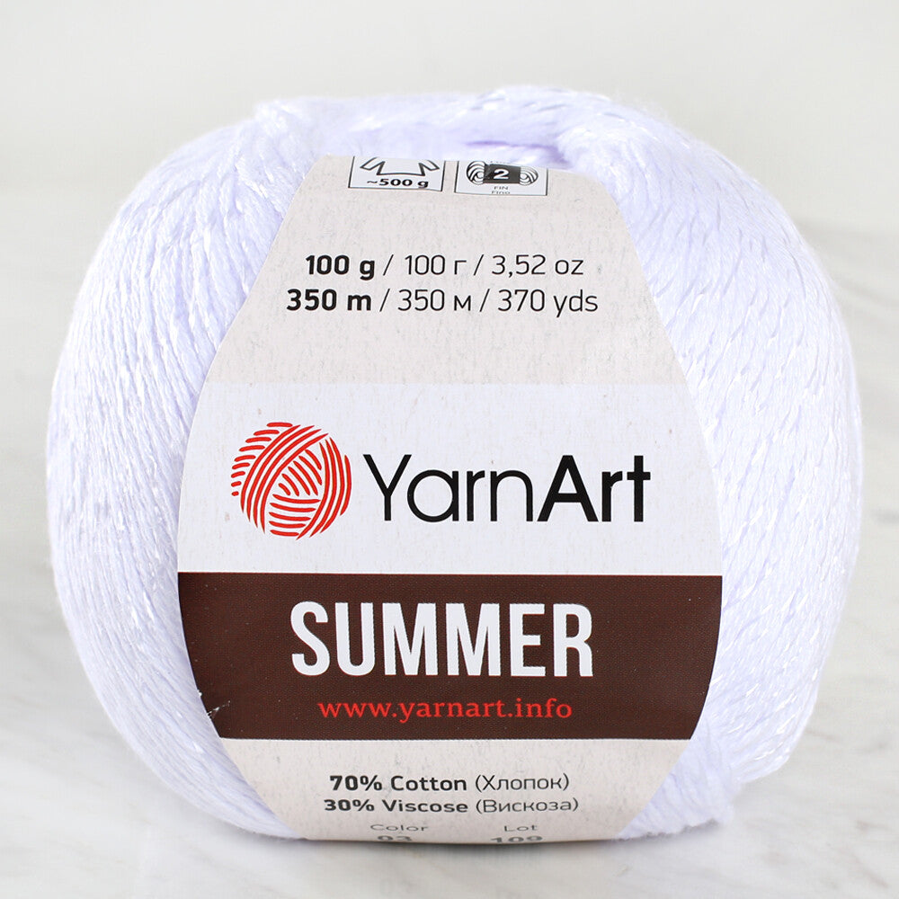 Yarnart Summer 03 beyaz el örgü ipiyle hafif, nefes alan yazlık tasarımlar yaratın.