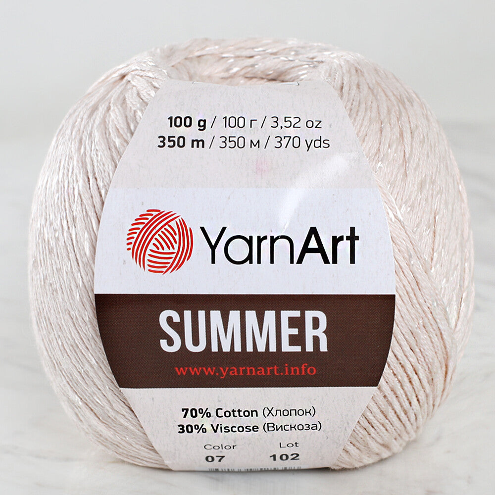Yarnart Summer 07 krem el örgü ipi, yazlık projeleriniz için yumuşak ve şık bir seçenek.