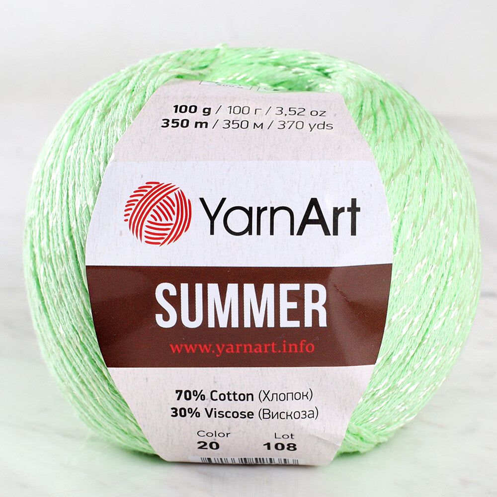 Yarnart Summer Yeşil El Örgü İpi 20 ile hafif, nefes alan yazlık örgüler yaratın.