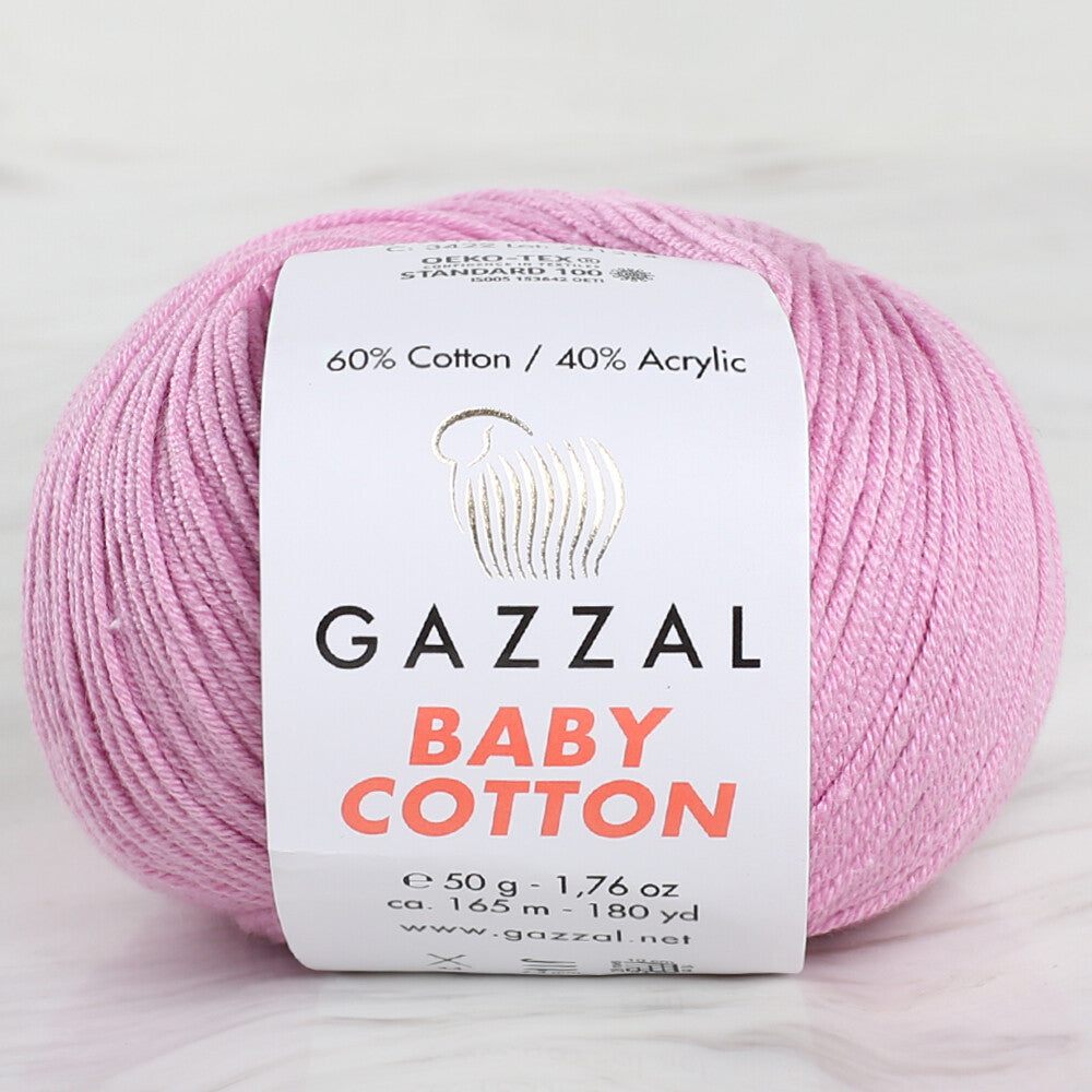 Gazzal Baby Cotton pembe bebek yünü, hipoalerjenik pamuk yapısıyla hassas ciltler için yumuşacık ve sağlıklı örgüler sunar.
