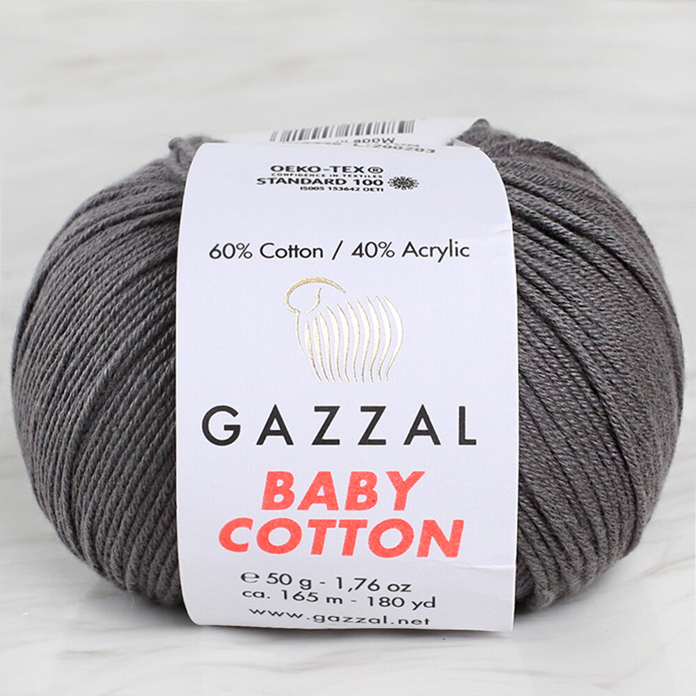 Gazzal Baby Cotton Füme bebek yünü 3450, yumuşak pamuk karışımıyla hassas ciltlere nefes aldıran konfor sunar.