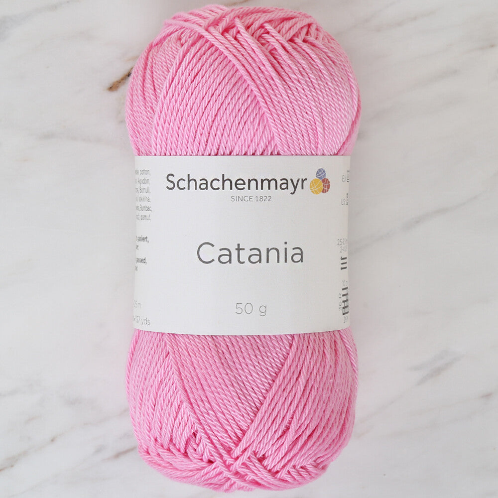 Schachenmayr Catania 50gr pembe merserize pamuk ip, solmaz ve boncuklanma yapmaz.