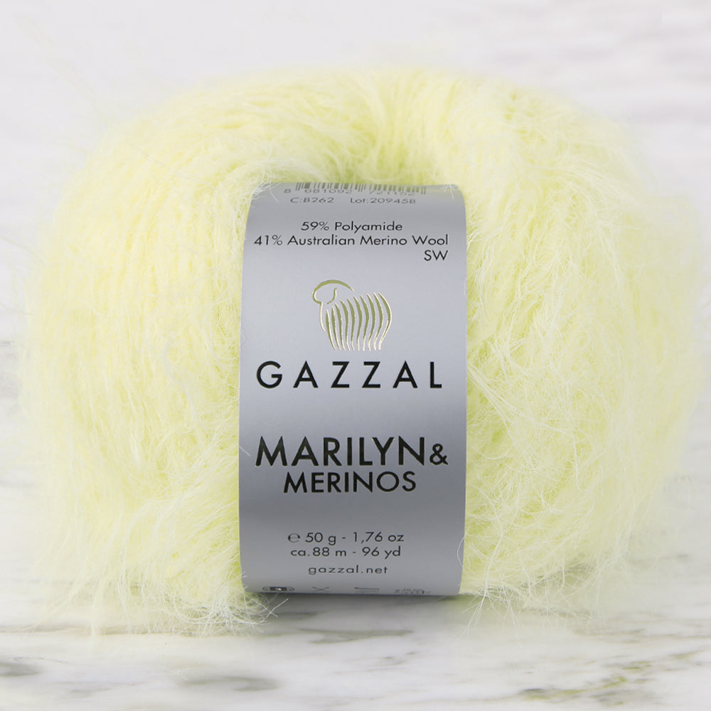 Gazzal Marilyn&Merinos 8262 sarı el örgü ipi yumuşak dokunuşu ve canlı rengiyle bebekler için ideal.