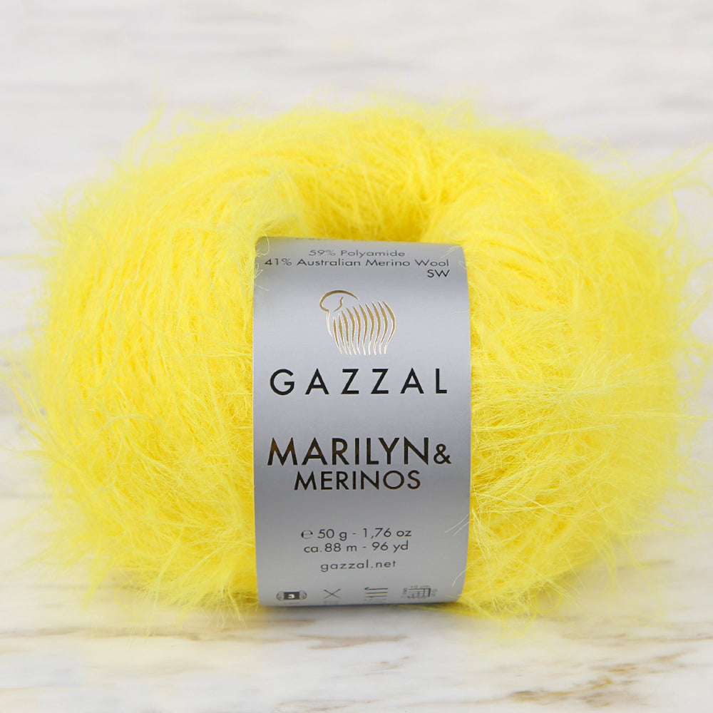 Gazzal Marilyn&Merinos Sarı El Örgü İpi 8277 ile yumuşak merinos karışımı ve şık sarı tonuyla kaliteli tasarımlar yaratın.