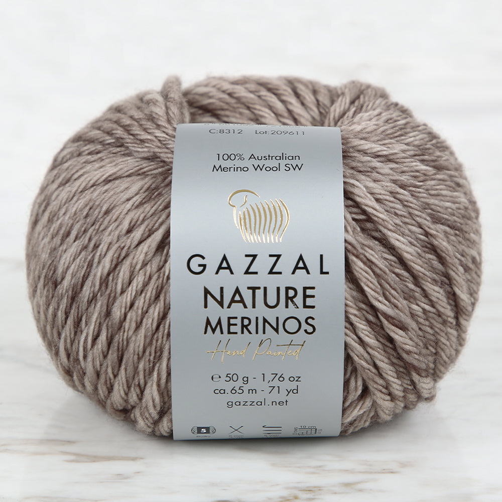 Gazzal Nature Merinos Kahverengi El Örgü İpi - 8312