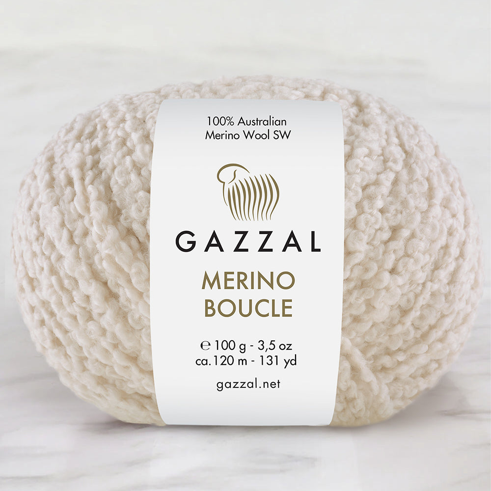 Gazzal Merino Boucle Krem El Örgü İpi- 3761
