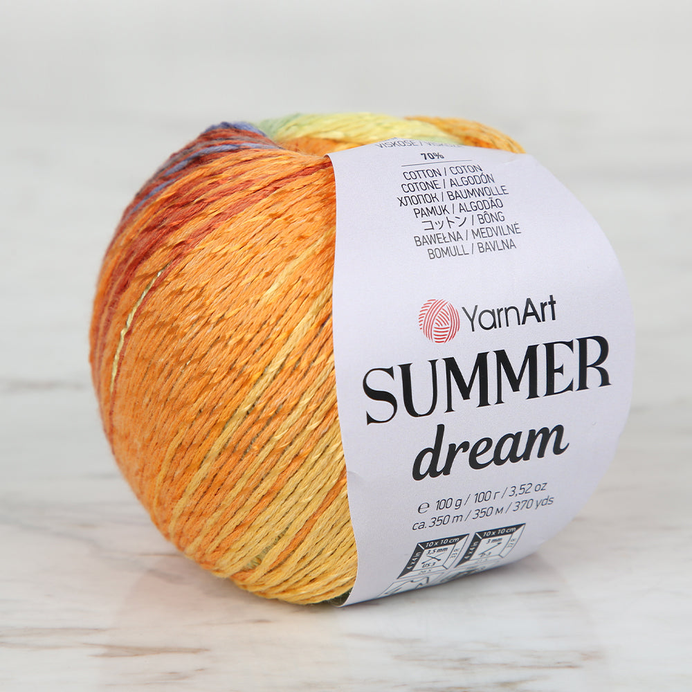 YarnArt Summer Dream 4301 ebruli ipi, yumuşak dokusu ve canlı renkleriyle yazlık örgü projelerinize keyif katar.