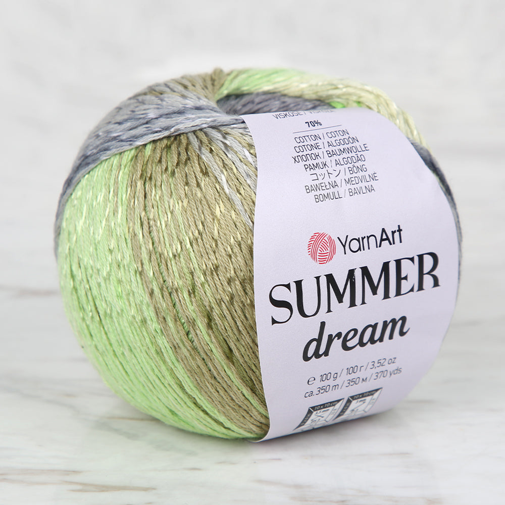 YarnArt Summer Dream 4303 ebruli ipiyle yumuşak dokulu, renkli yazlık örgüler yapın.