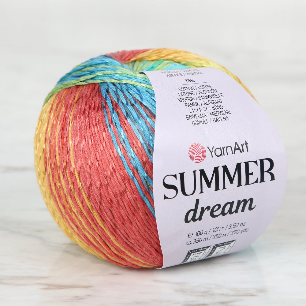 YarnArt Summer Dream Ebruli ipiyle yumuşak dokulu, canlı desenli yazlık örgü projeleri yaratın.