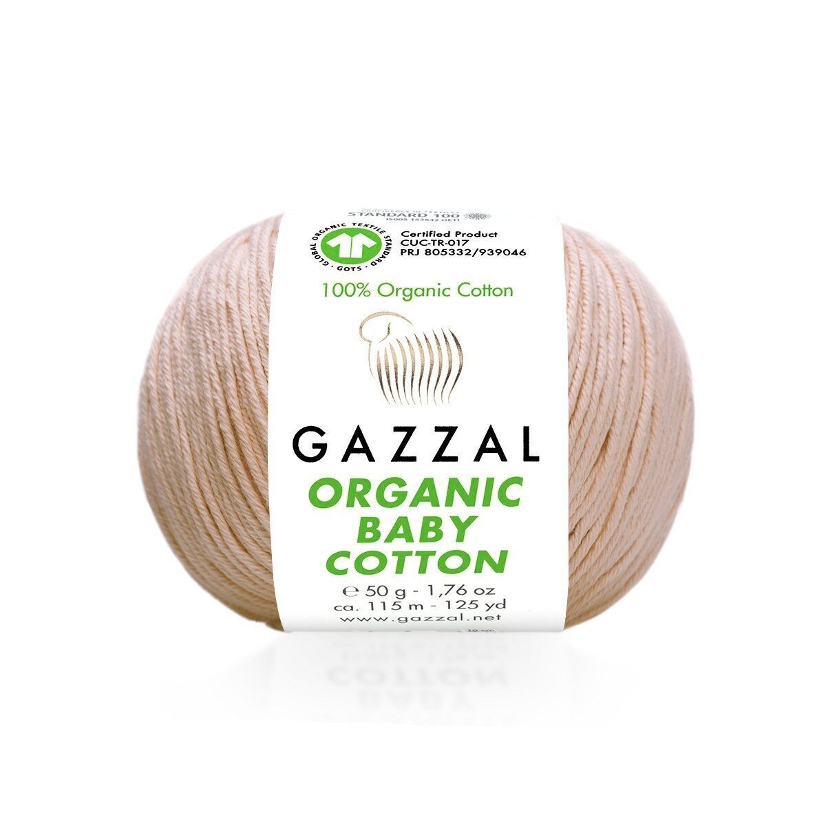 Gazzal Organic Baby Cotton 442 pudra ipi, bebeğin hassas cildini koruyan organik pamuklu örgü ipi.
