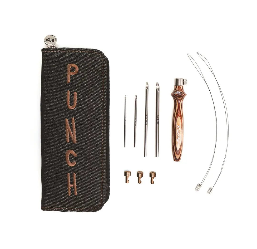 KNITPRO Punch İğnesi Seti EARTHY 21002 ergonomik sapı ve çeşitli uçlarıyla kolay kullanım sunar.