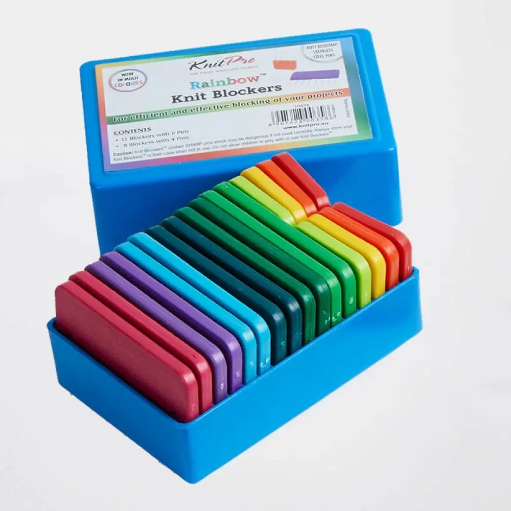 KNITPRO Rainbow Bloklayıcı 20'li set ile örgü projelerinizi eşit ve hızlı kurutarak profesyonelce şekillendirin.