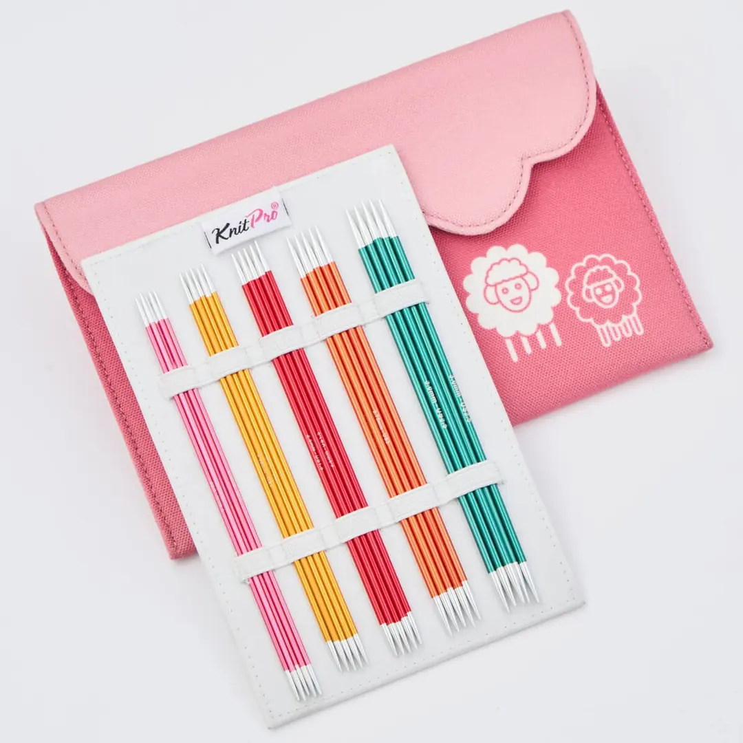 KNITPRO ZING Deluxe 8 çift çorap şişi seti, pürüzsüz ve hızlı örgü için idealdir.