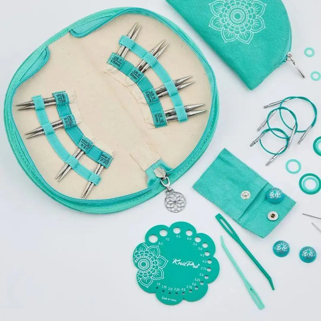 KnitPro MINDFUL 5 cm değiştirilebilir misinalı şiş setiyle pürüzsüz ve hassas örgü deneyimi.